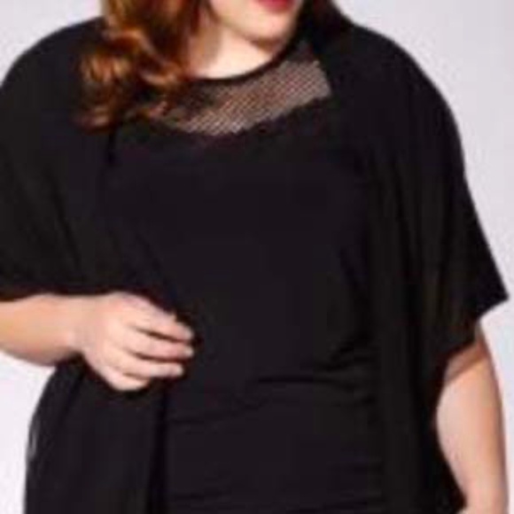 TOP, CHIFFON, BLACK, SIZE 4/5, KIMONO SLEEVES, POLYESTER, MBLM TESS HOLLIDAY for - Picture 1 of 14